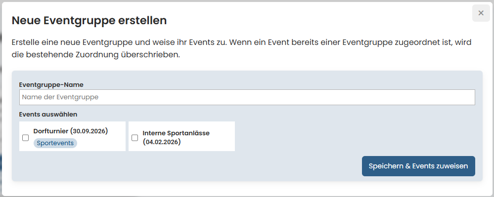 Eventgruppe zuweisen